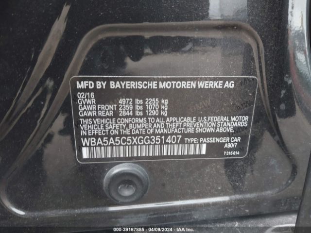 WBA5A5C5XGG351407 BMW 528I