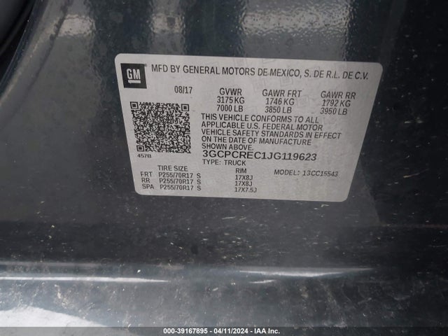 Chevrolet Silverado 1500 1lt 2018 3GCPCREC1JG119623 Image 9