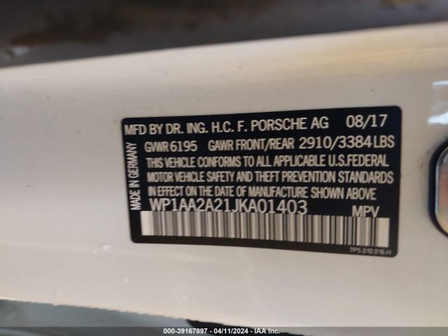 WP1AA2A21JKA01403 Porsche Cayenne Platinum Edition
