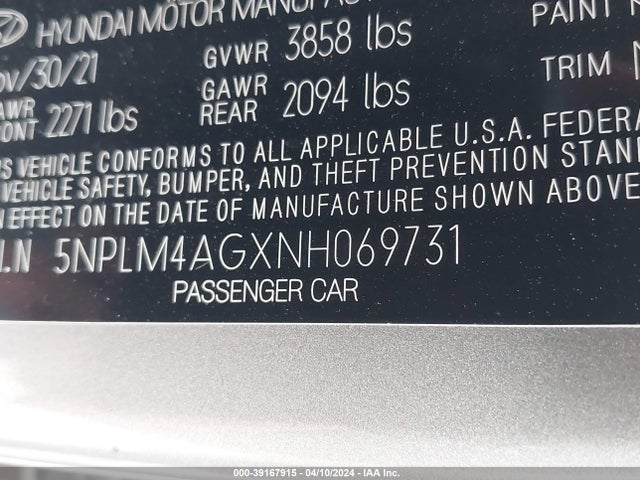 Hyundai ELANTRA SEL 2022 5NPLM4AGXNH069731 Image 9