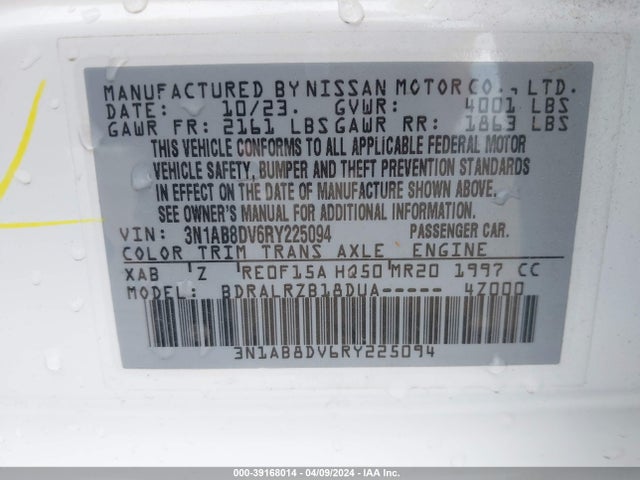 Nissan Sentra Sr Xtronic Cvt 2024 3N1AB8DV6RY225094 Image 9