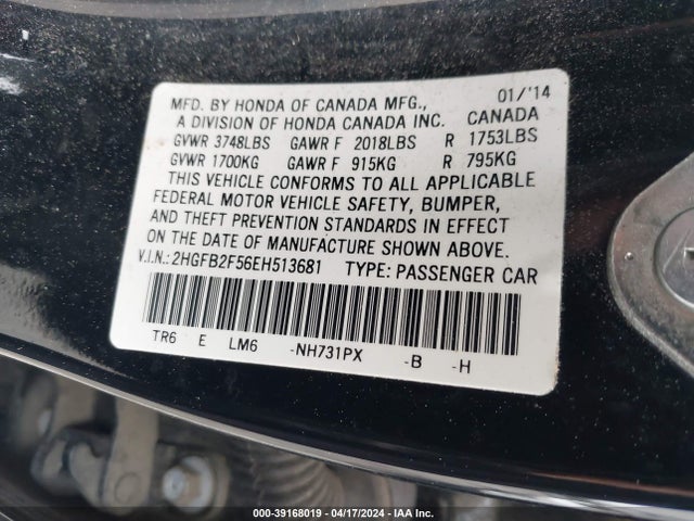 Honda Civic Lx 2014 2HGFB2F56EH513681 Image 9