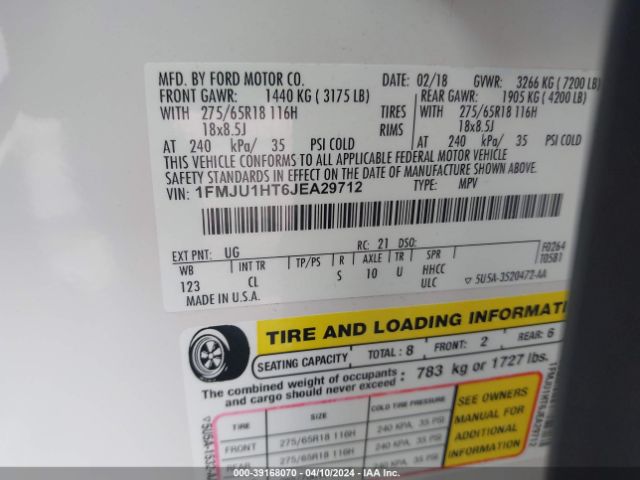 1FMJU1HT6JEA29712 Ford Expedition Xlt