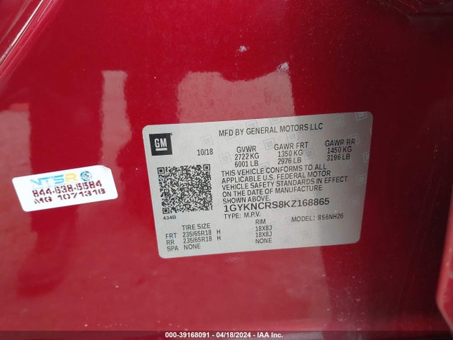 1GYKNCRS8KZ168865 Cadillac XT5 LUXURY