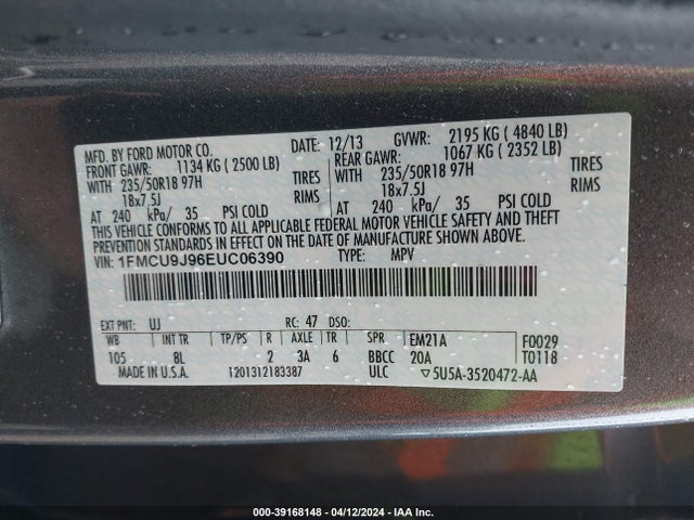 Ford Escape Titanium 2014 1FMCU9J96EUC06390 Image 9