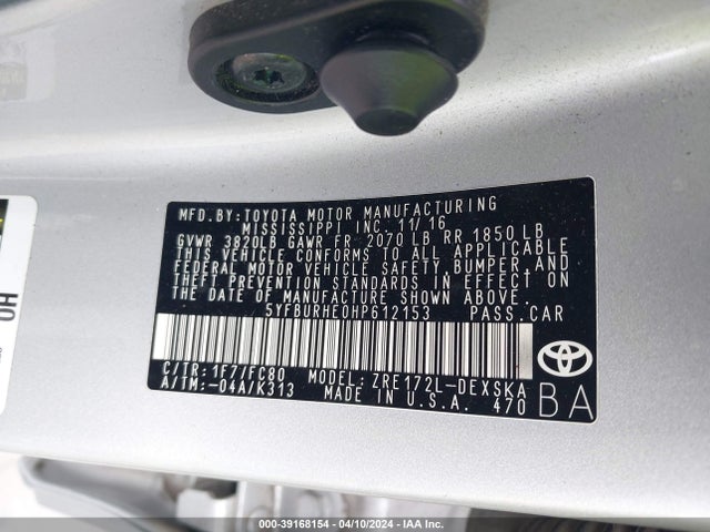 Toyota COROLLA SE 2017 5YFBURHE0HP612153 Image 9