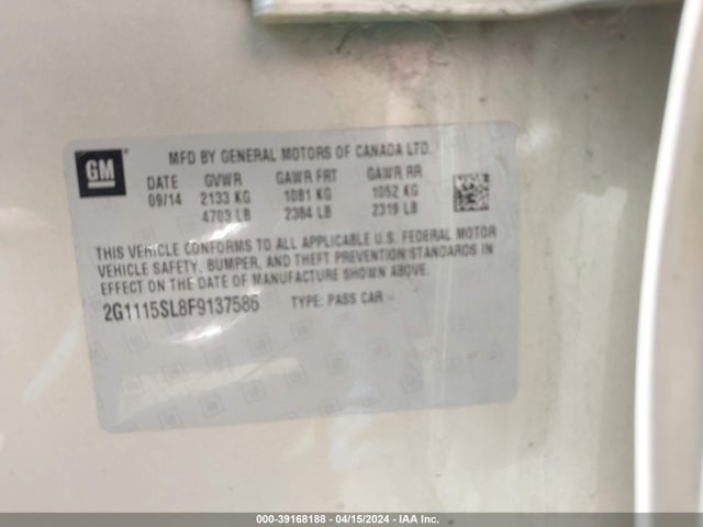 Chevrolet IMPALA 1LT 2015 2G1115SL8F9137586 Image 9