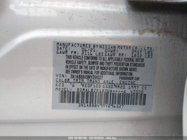 3N1AB8BV9MY296527 Nissan Sentra S Xtronic Cvt