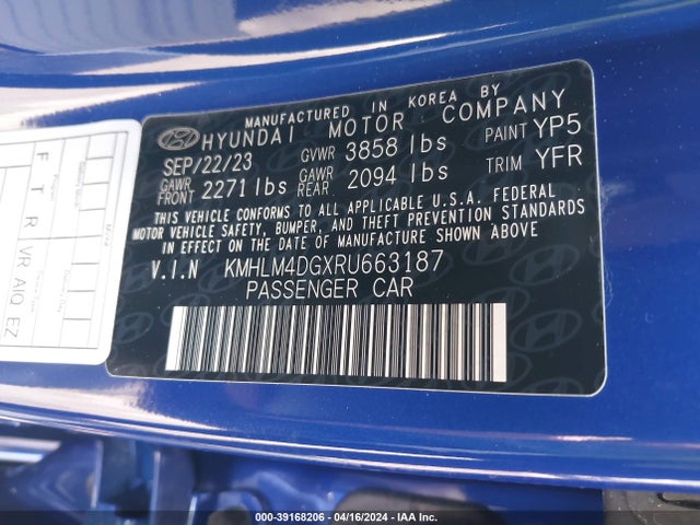 Hyundai ELANTRA SEL 2024 KMHLM4DGXRU663187 Image 9