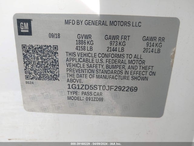 Chevrolet MALIBU LT 2018 1G1ZD5ST0JF292269 Image 9