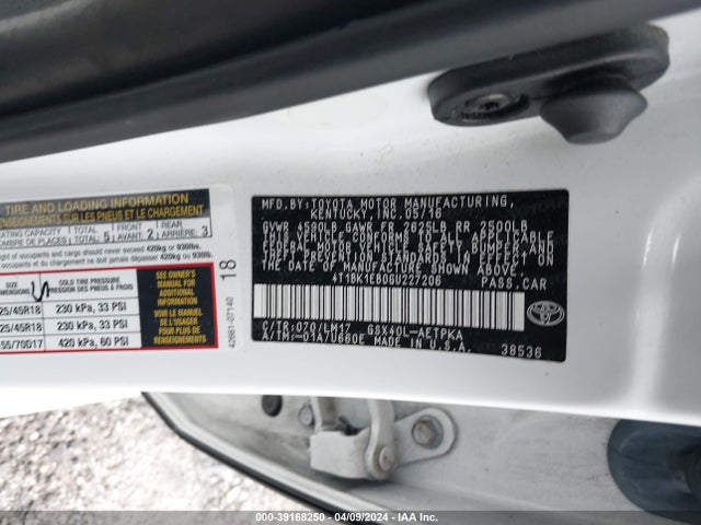 Toyota AVALON LIMITED 2016 4T1BK1EB0GU227206 Image 9