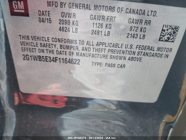Chevrolet Impala Limited Lt 2015 2G1WB5E34F1164622 Image 9