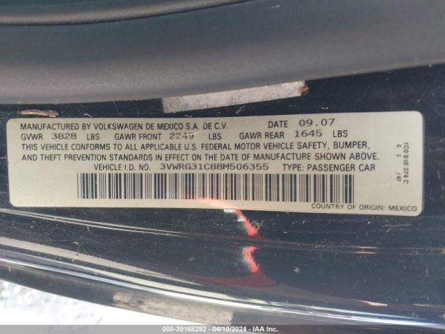2008 VOLKSWAGEN NEW BEETLE COUPE 3VWRG31C88M506355 Photo 8