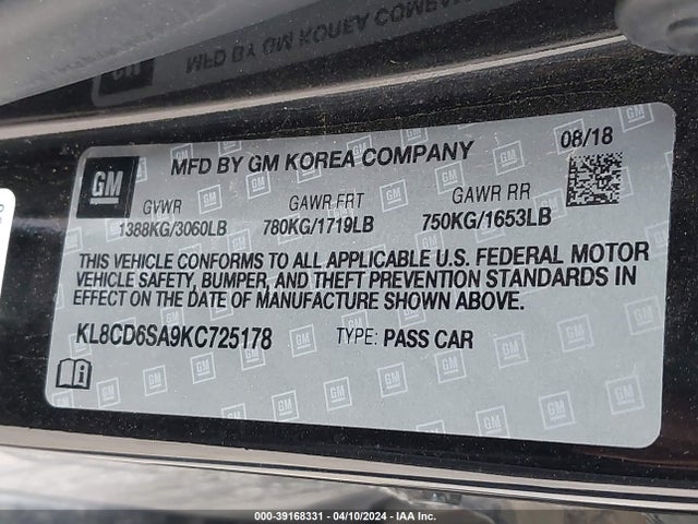 Chevrolet Spark 1lt Cvt 2019 KL8CD6SA9KC725178 Image 9