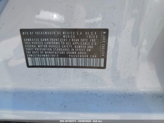 3VWC57BU4MM010814 Volkswagen Jetta 1.4t R-line/1.4t S/1.4t Se