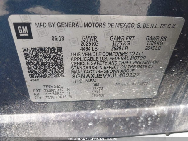 Chevrolet EQUINOX LT 2018 3GNAXJEVXJL409127 Image 9