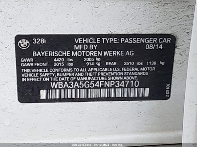 WBA3A5G54FNP34710 BMW 328I