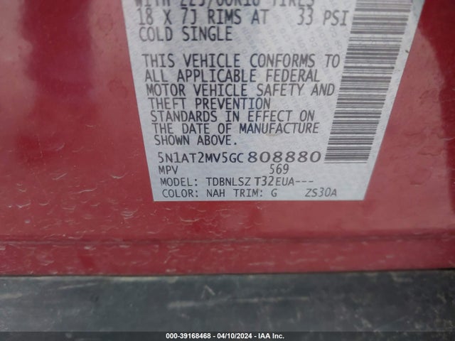 Nissan Rogue Sl 2016 5N1AT2MV5GC808880 Image 9