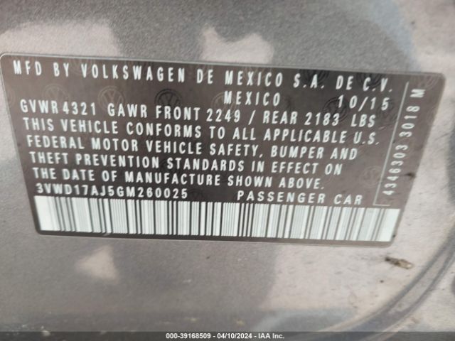 3VWD17AJ5GM260025 Volkswagen Jetta 1.8t Sport