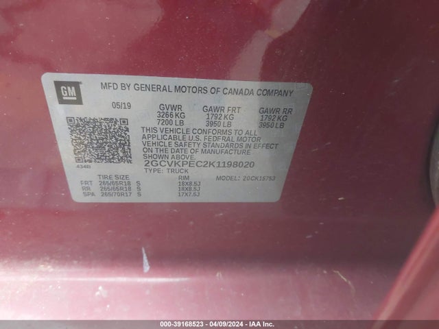 Chevrolet Silverado 1500 Ld Lt 2019 2GCVKPEC2K1198020 Image 9