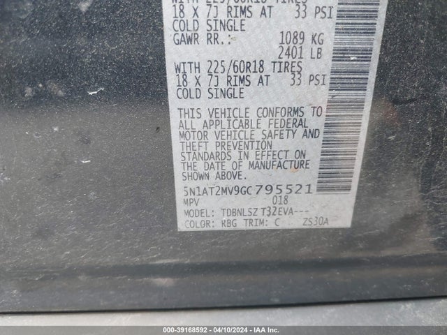 Nissan Rogue Sl 2016 5N1AT2MV9GC795521 Image 9