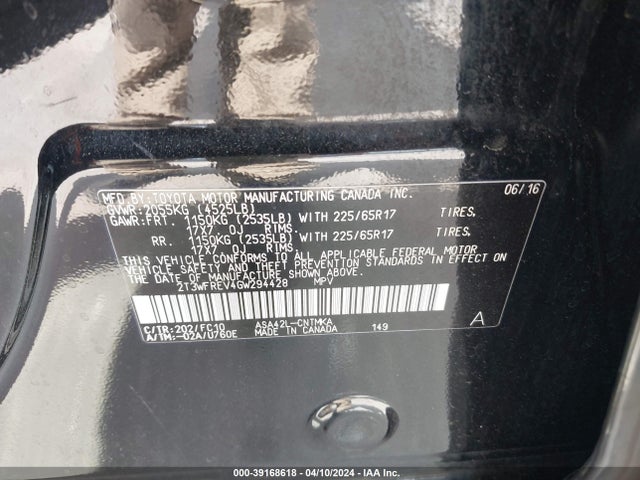 2T3WFREV4GW294428 Toyota Rav4 Xle