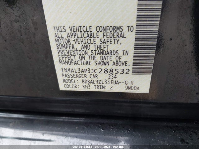 Nissan Altima 2.5 Sr 2018 1N4AL3AP3JC288532 Image 9