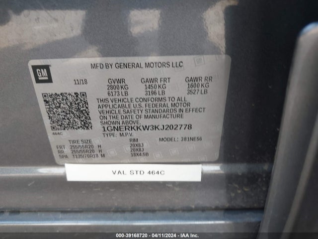 Chevrolet Traverse Premier 2019 1GNERKKW3KJ202778 Image 9