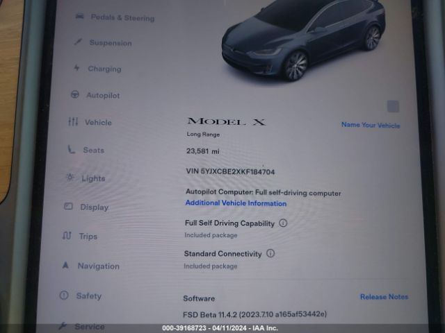 5YJXCBE2XKF184704 Tesla Model X 100d/75d/long Range