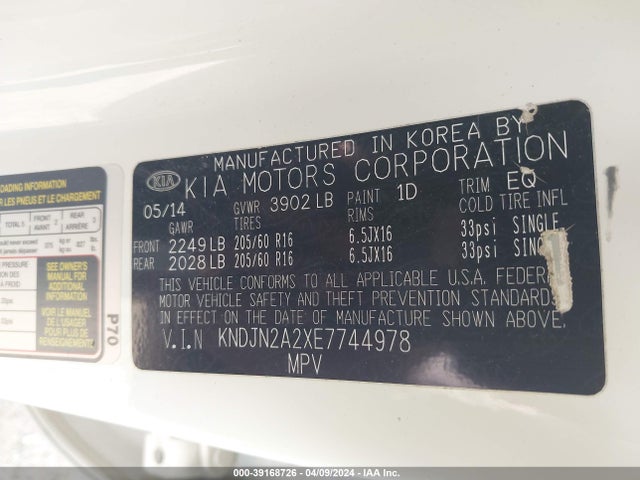 KIA Soul 2014 KNDJN2A2XE7744978 Image 9