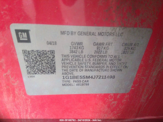Chevrolet Cruze Lt Auto 2018 1G1BE5SM4J7211498 Image 9