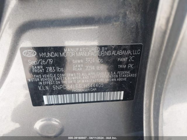 5NPD84LF3LH544405 Hyundai ELANTRA SEL