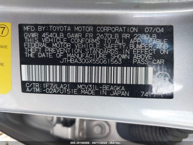 2005 LEXUS ES 330 JTHBA30GX55061563 Photo 8