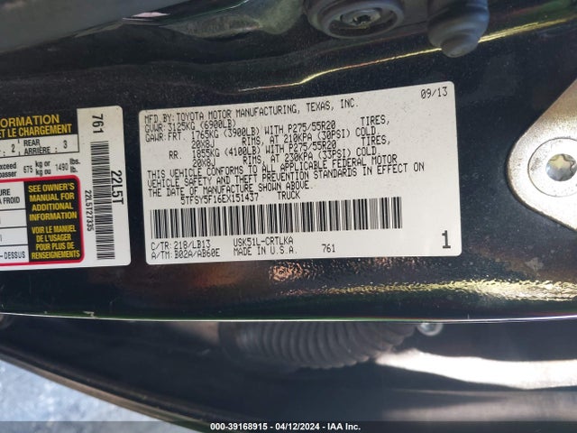 5TFSY5F16EX151437 Toyota Tundra Limited 5.7l V8