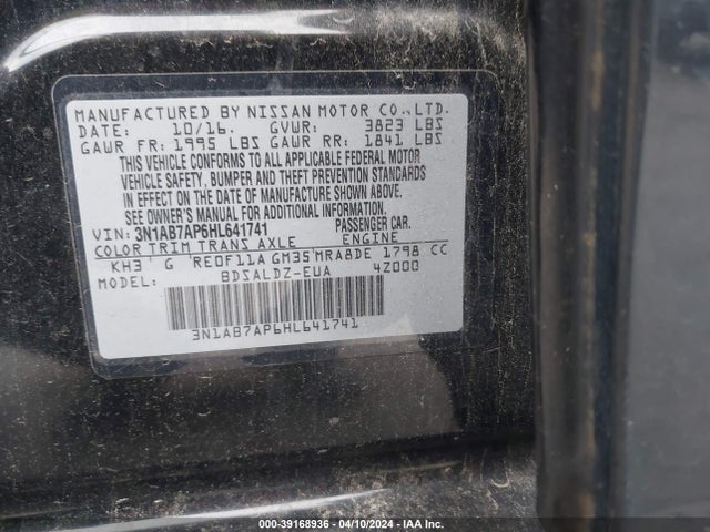 Nissan SENTRA SV 2017 3N1AB7AP6HL641741 Image 9