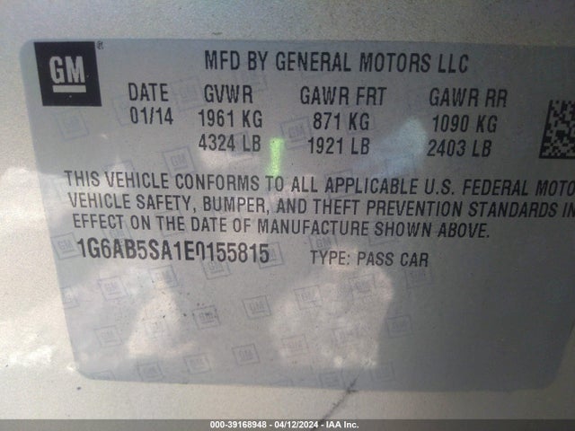 1G6AB5SA1E0155815 Cadillac ATS LUXURY