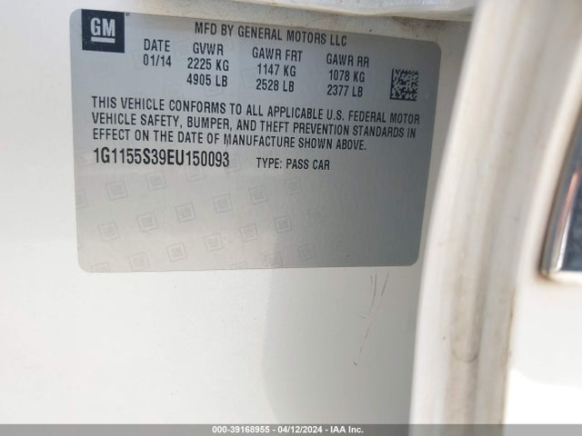 Chevrolet IMPALA 2LZ 2014 1G1155S39EU150093 Image 9
