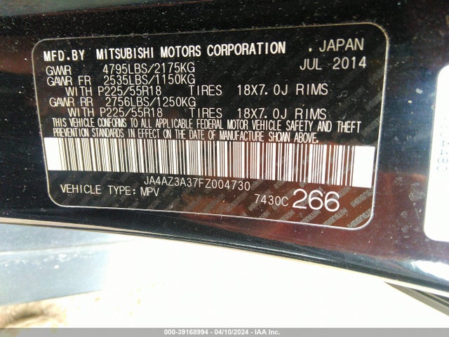 Mitsubishi Outlander Se 2015 JA4AZ3A37FZ004730 Image 9