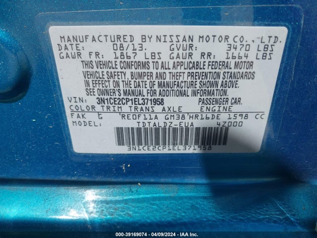 Nissan Versa Note Sv 2014 3N1CE2CP1EL371958 Image 9