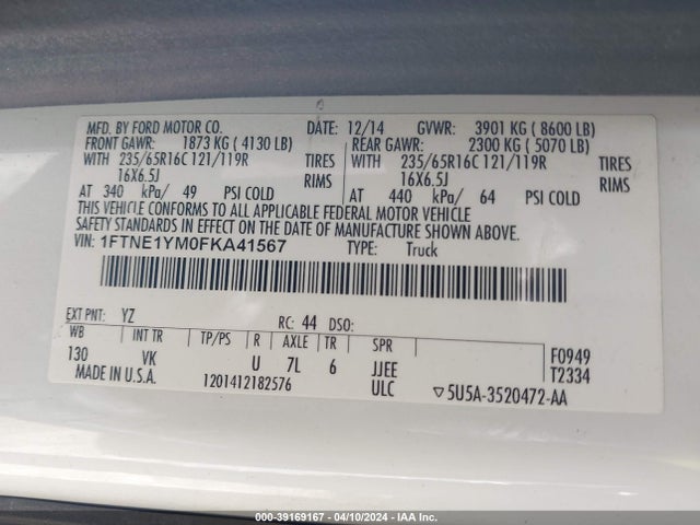 Ford Transit-150 2015 1FTNE1YM0FKA41567 Image 9