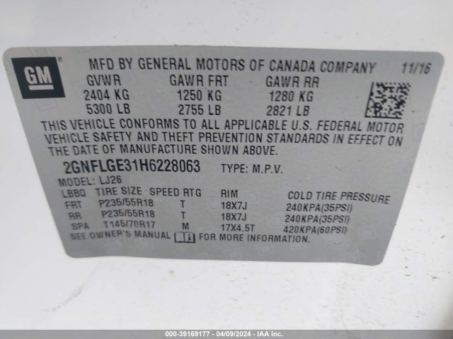 Chevrolet Equinox Premier 2017 2GNFLGE31H6228063 Image 9