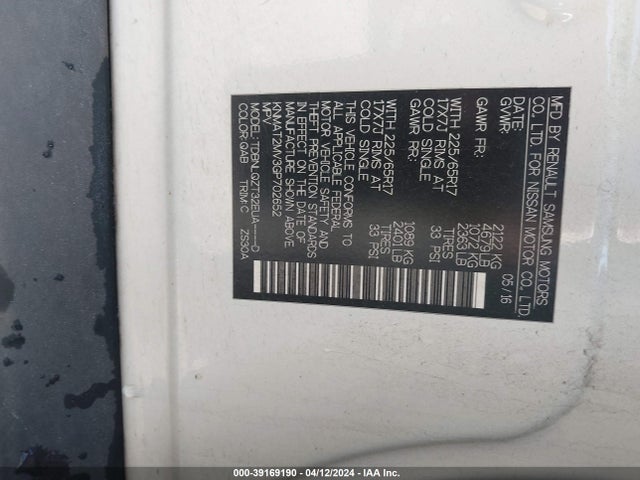 Nissan ROGUE SV 2016 KNMAT2MV3GP702652 Image 9