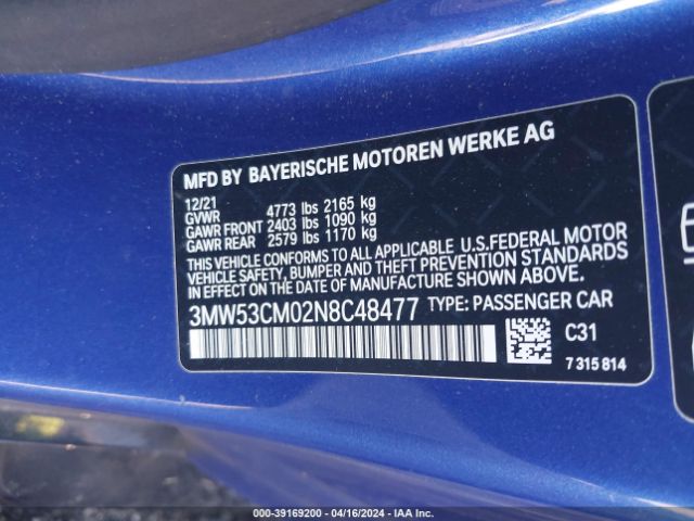 3MW53CM02N8C48477 BMW M240 I Xdrive
