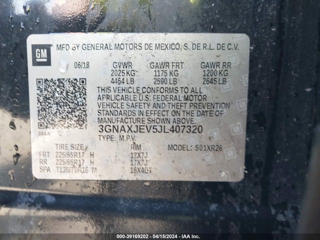 Chevrolet EQUINOX LT 2018 3GNAXJEV5JL407320 Image 9