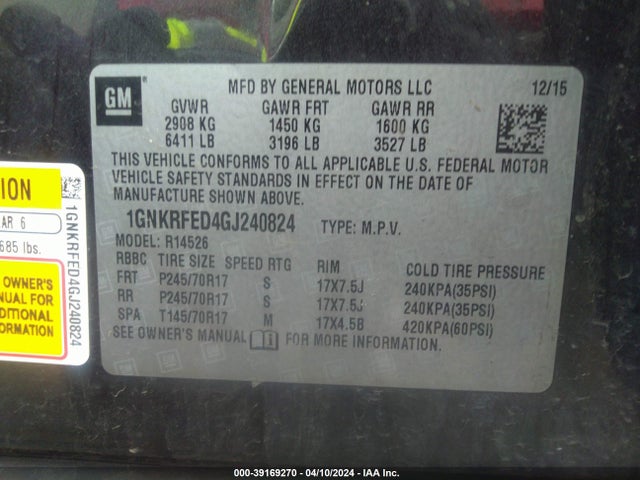 Chevrolet Traverse Ls 2016 1GNKRFED4GJ240824 Image 9
