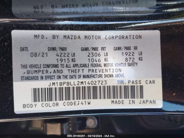 JM1BPBLL2M1402723 Mazda Mazda3 Preferred