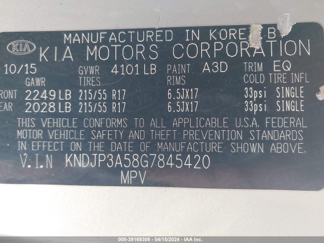 KIA SOUL + 2016 KNDJP3A58G7845420 Image 9