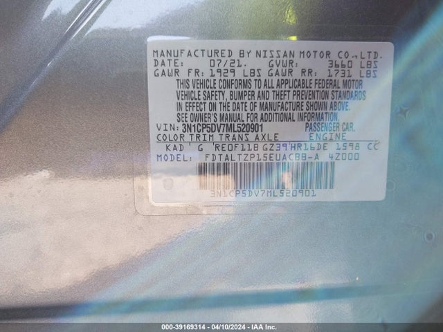 Nissan Kicks Sr Xtronic Cvt 2021 3N1CP5DV7ML520901 Image 9