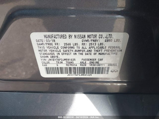 JN1EV7AP2JM591425 Infiniti Q50 3.0t Luxe
