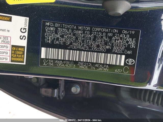 Toyota COROLLA LE 2020 JTDEPRAE2LJ050350 Image 9